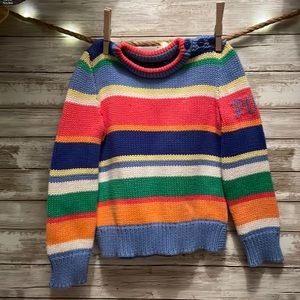Striped Cable-Knit Cotton Sweater